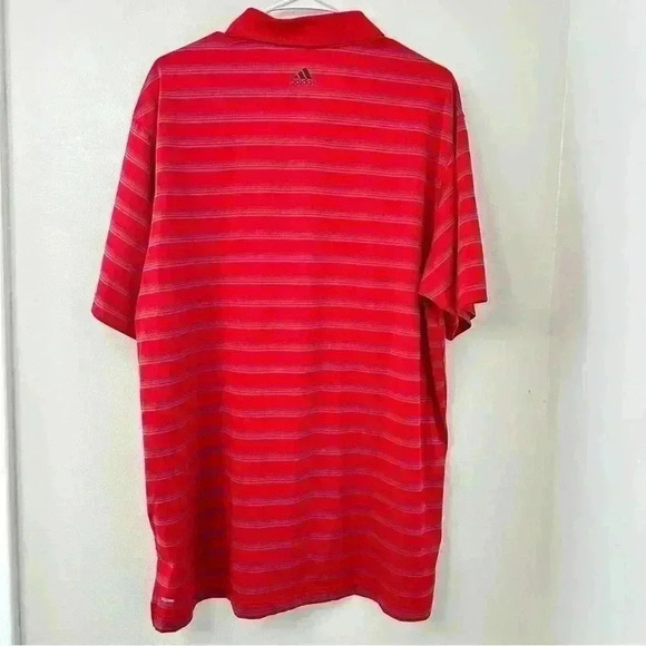 Adidas Climalite Golf Polo‎ Red Stripes Shirt Men’s Size Large Sports Athletic - Picture 8 of 9